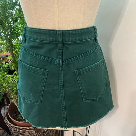 Free People We The Free Cotton Zip Up Women’s Size 26 Green Mini Denim Skirt - Picture 6 of 7